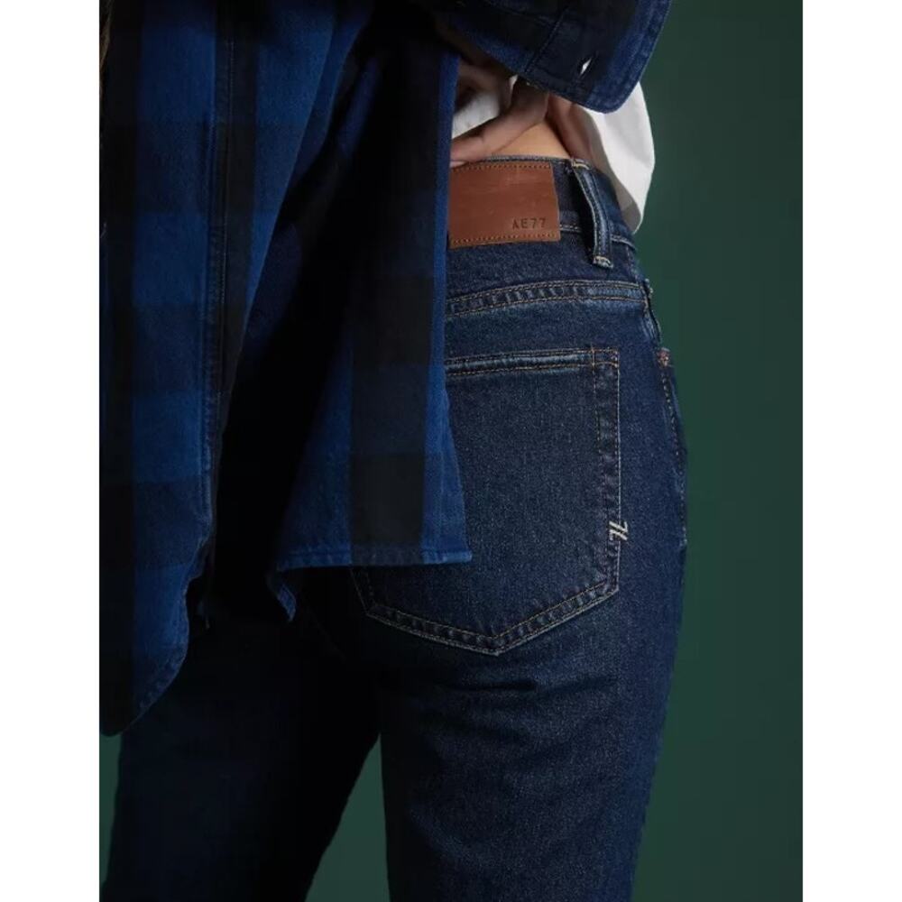 American Eagle AE77 Premium Straight Crop Jeans Sz 4 Button Fly Organic Cotton - Picture 8 of 16